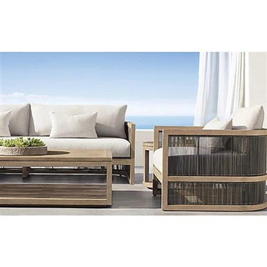 Teak verönd 4 stykki sófi sett